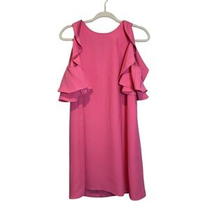Kate Spade Cold Shoulder Flutter Sleeve Crepe‎ Dress Petunia Pink Women's Small